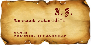 Marecsek Zakariás névjegykártya
